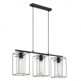 Eglo-Loncino Interior pendant light - Black/Smoke Glass Shade